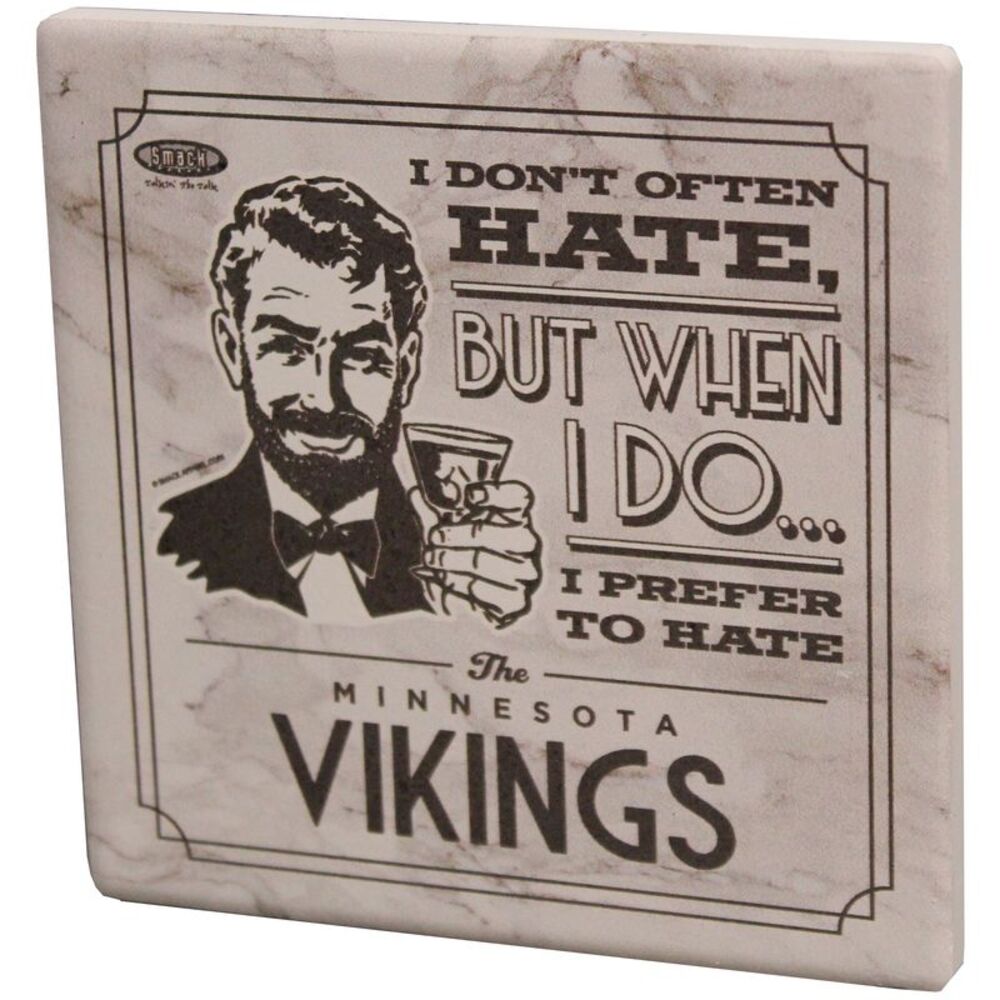 I Don't Often Hate (Anti-Vikings) Stone Coaster with Easel